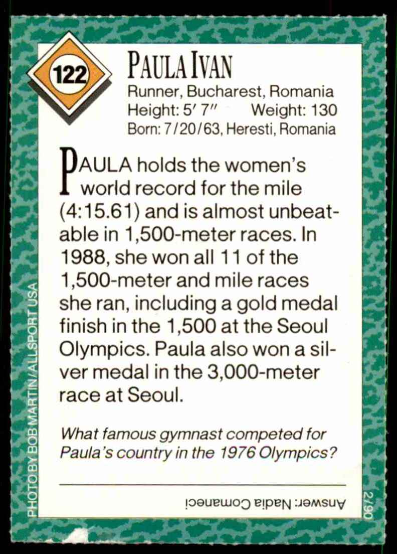 1990-91 Sports Illustrated For Kids Paula Ivan/Track And Field #122 card back image