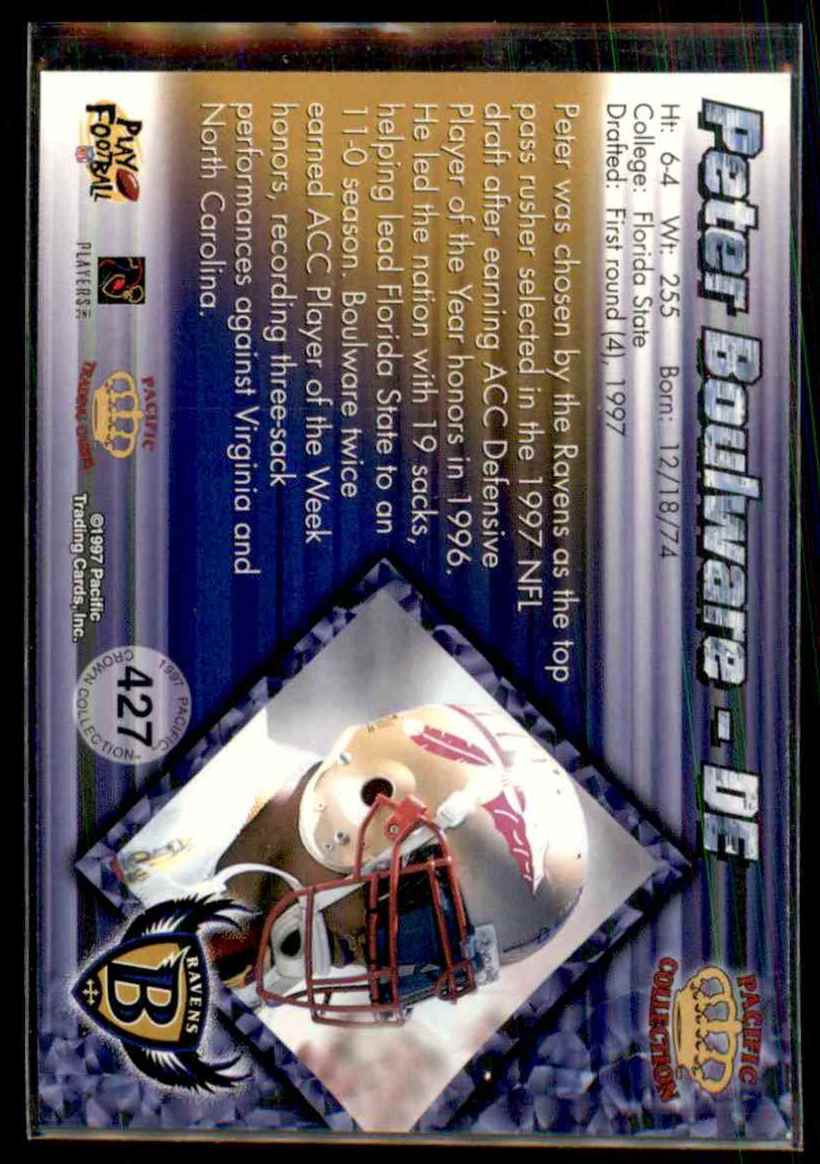 1997 Pacific Peter Boulware #427 card back image