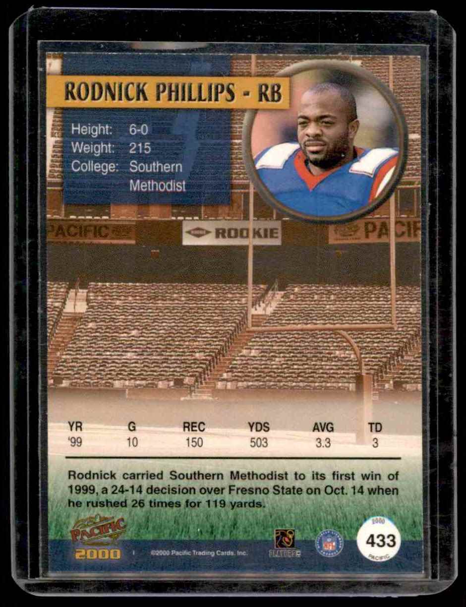 2000 Pacific Draft Picks Rodnick Phillips #433 card back image