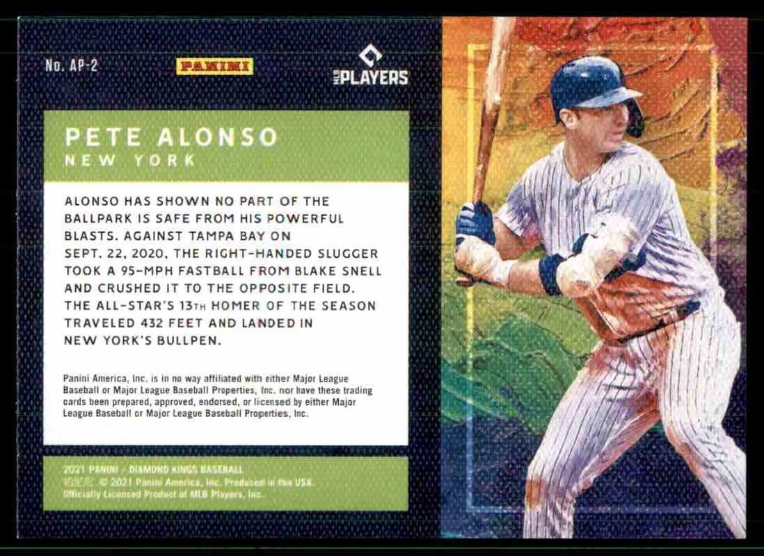 2021 Diamond Kings Artist's Palette Pete Alonso #2 card back image