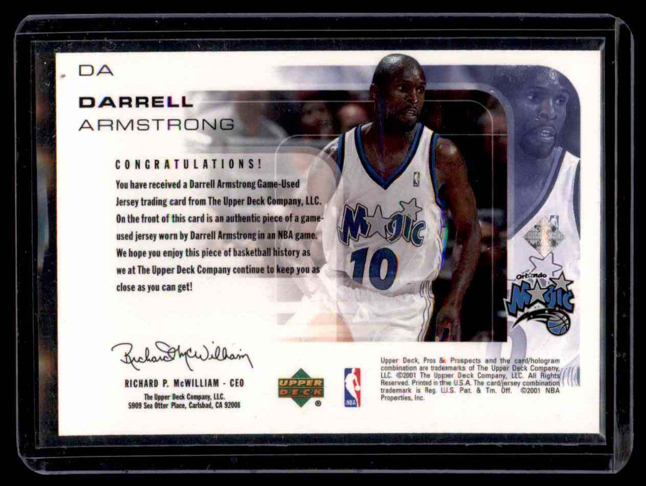 2001-02 Upper Deck Pros & Prospects Darrell Armstrong #DA card back image