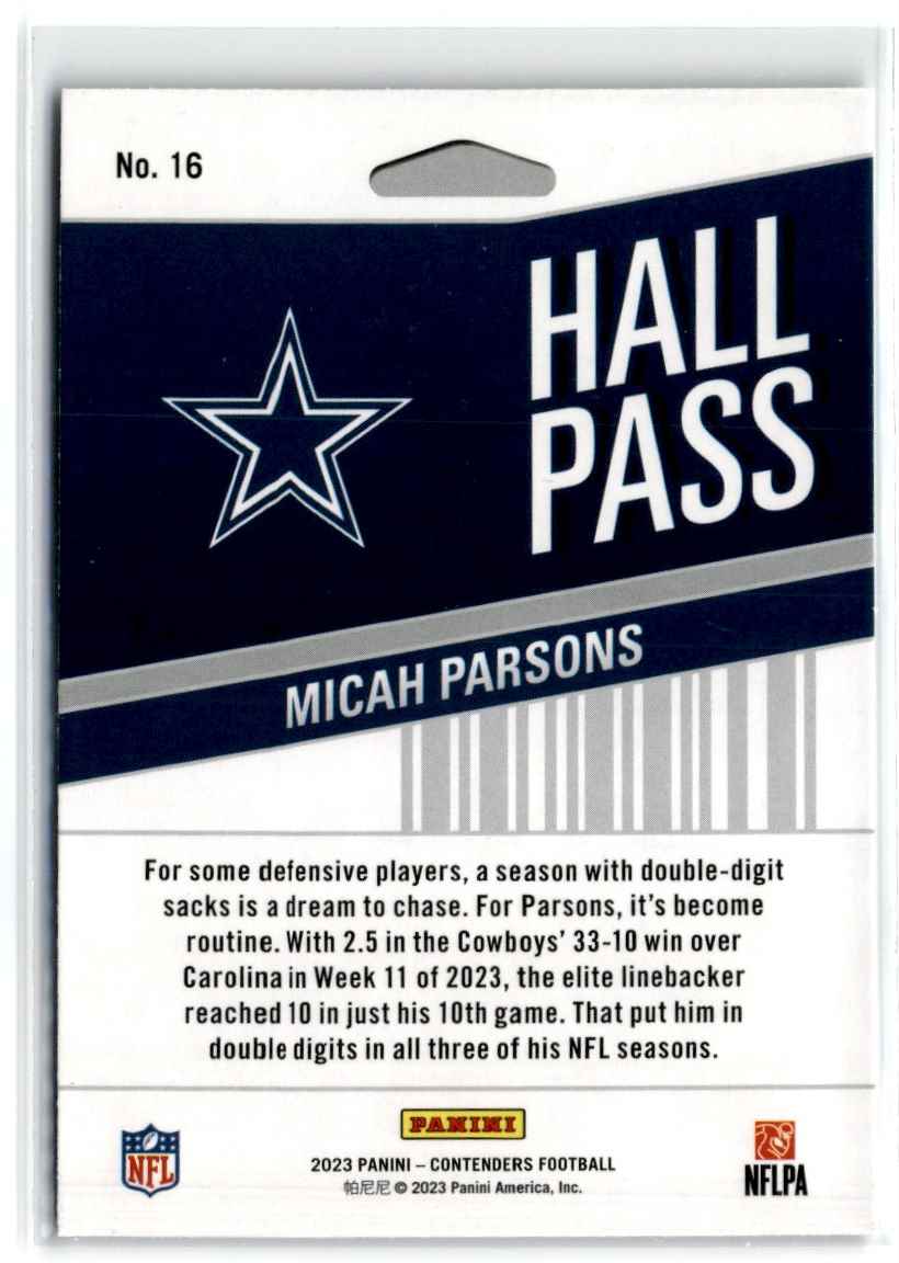 2023 Panini Micah Parsons #16 card back image