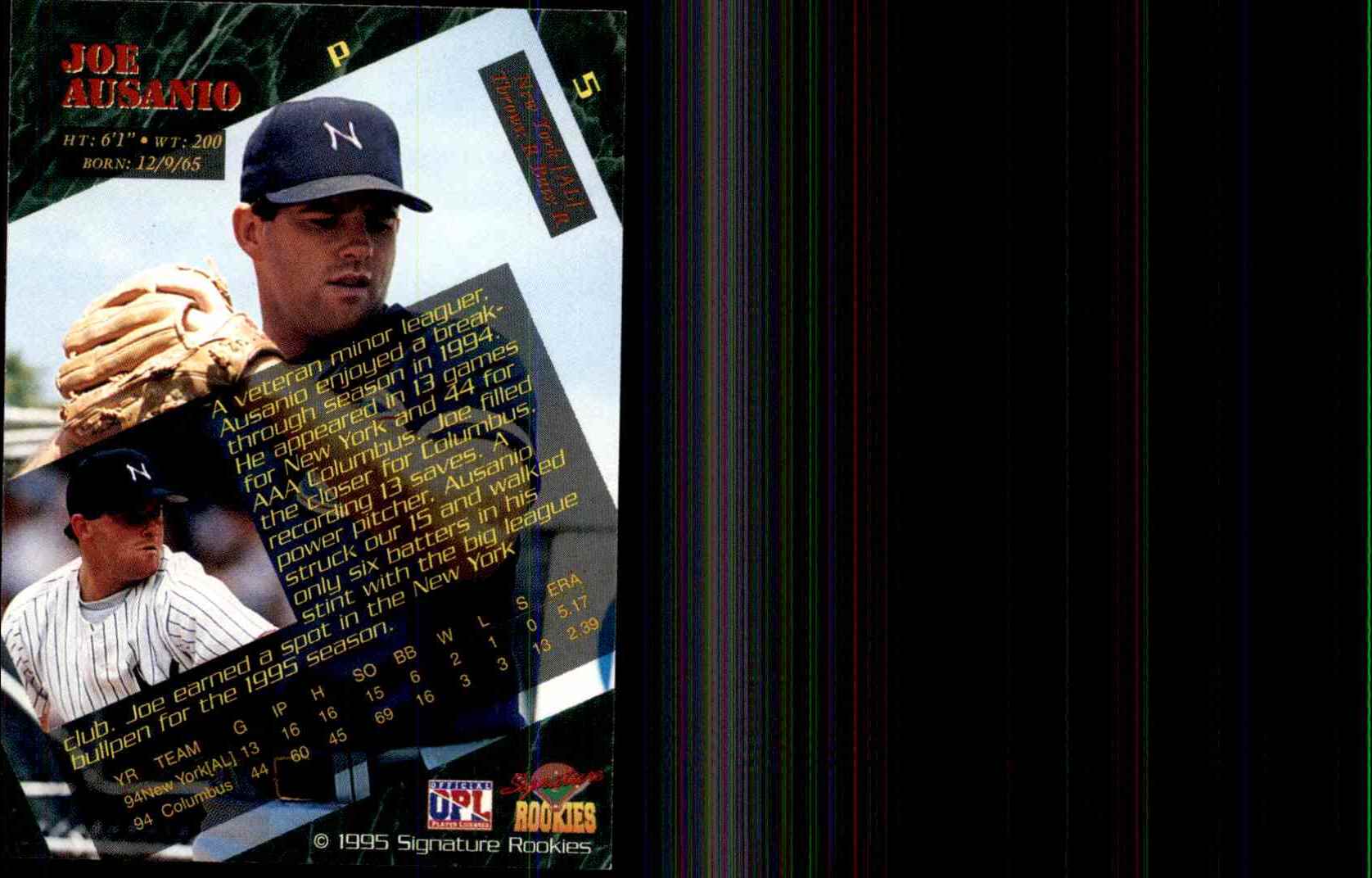1995 Signature Rookies Joe Ausanio #5 card back image