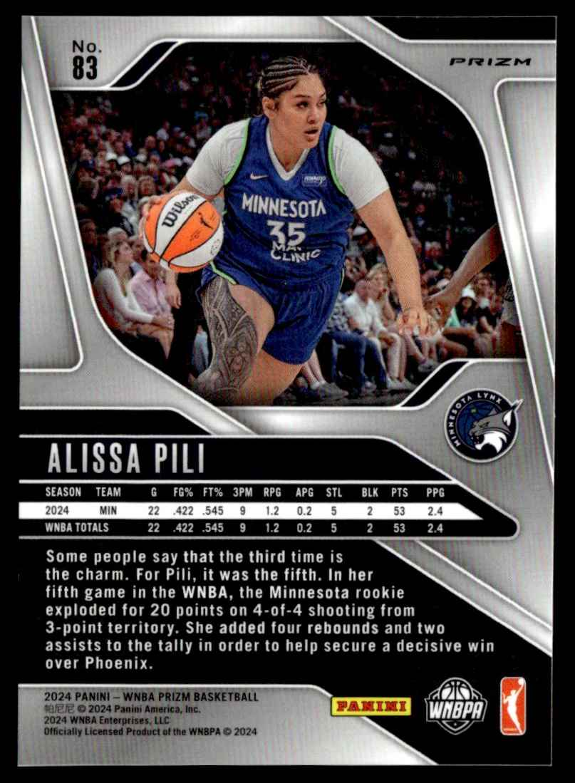 2024-25 Prizm Cracked Ice Prizms WNBA - Alissa Pili #83 card back image