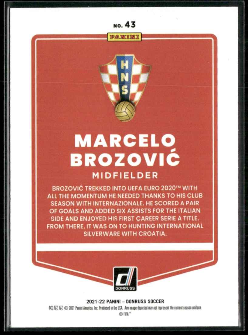 2021 Donruss Holo Green Laser Marcelo Brozovic #43 card back image