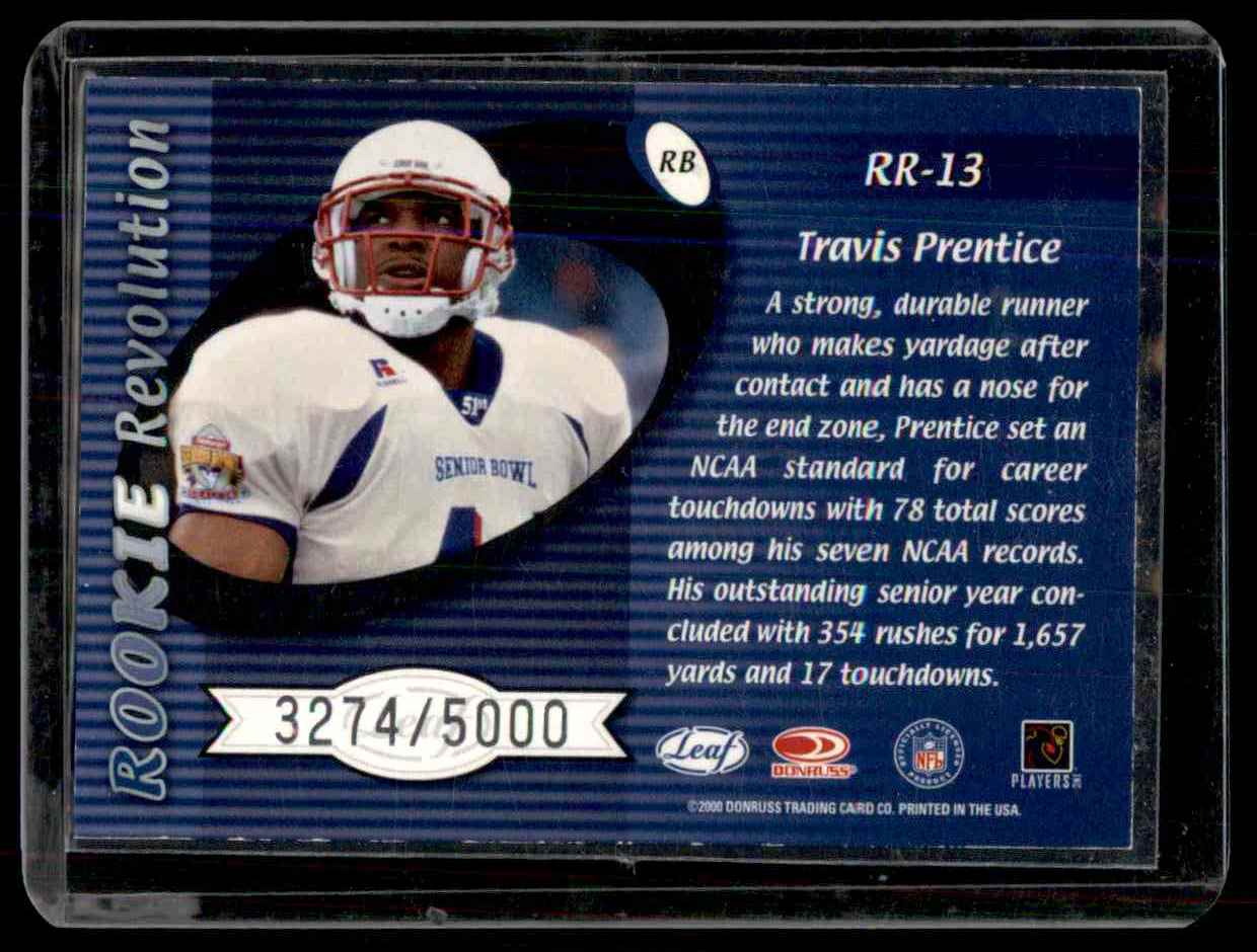 2000 Quantum Leaf Rookie Revolution Travis Prentice #RR13 card back image
