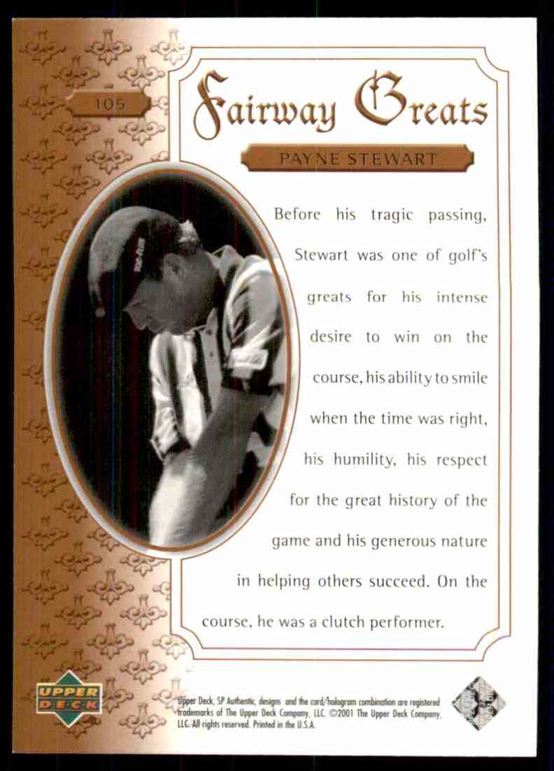 2001 SP Authentic Payne Stewart Fg #105 card back image