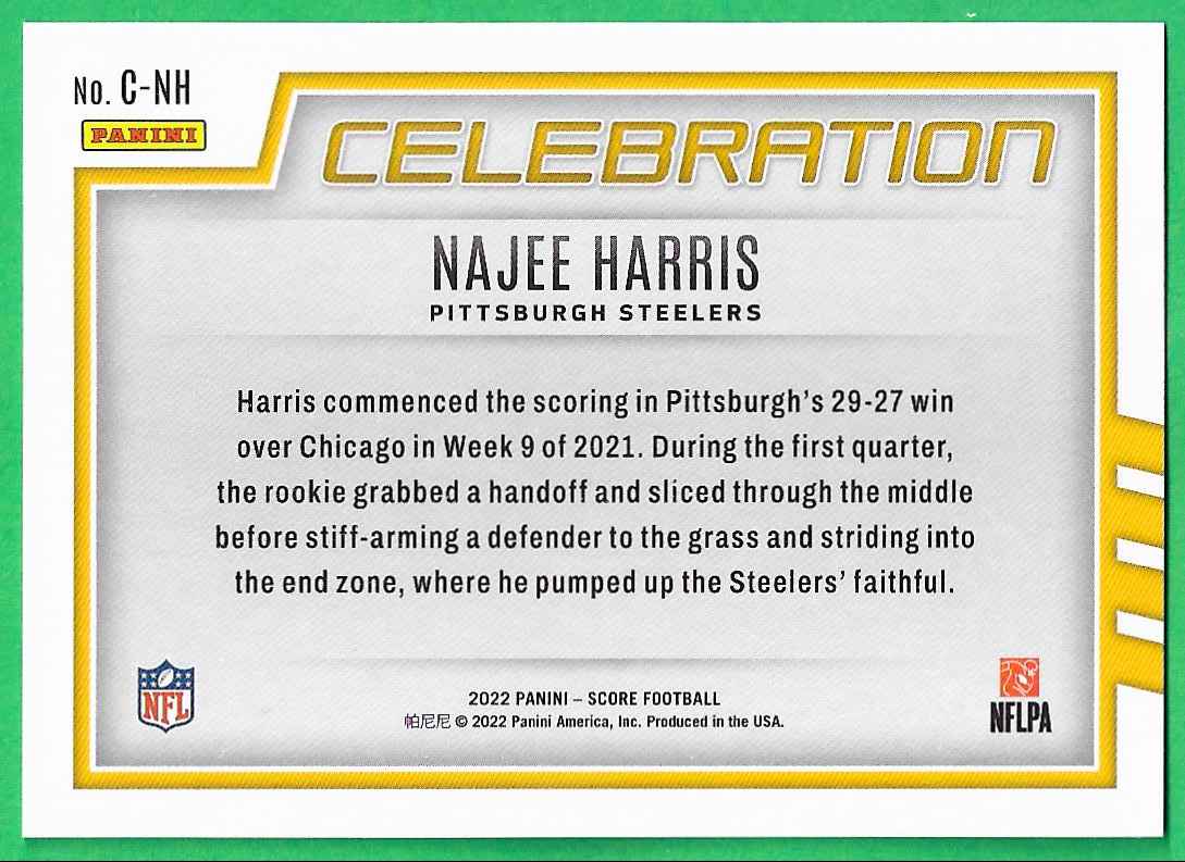 2022 Panini Score Celebration Najee Harris #C-NH card back image
