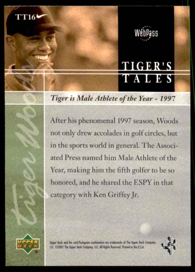 2001 Upper Deck Tiger's Tales Tiger Woods #TT16 card back image