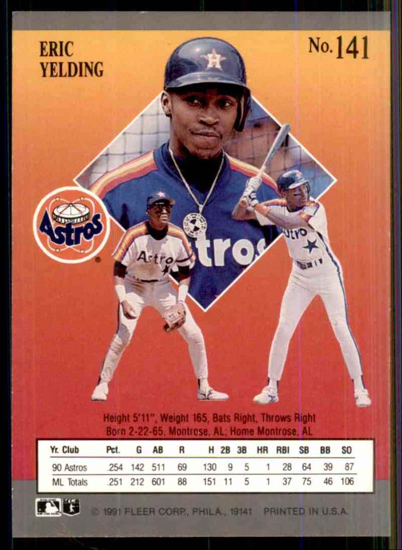 1991 Ultra Eric Yelding #141 card back image