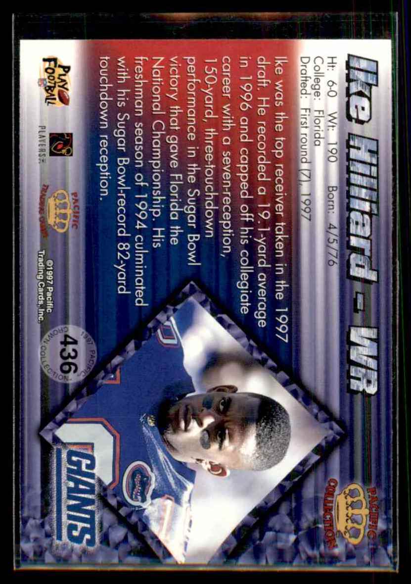 1997 Pacific Ike Hilliard #436 card back image