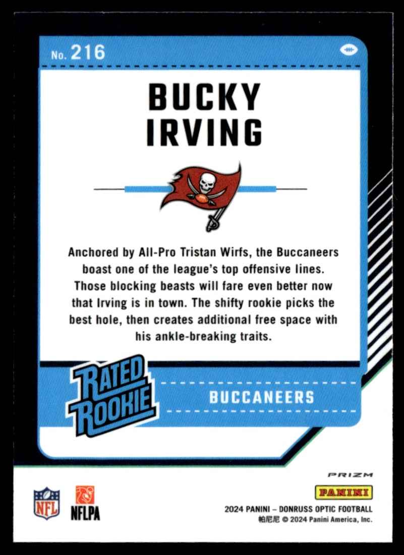 2024 Donruss Optic Silver Prizms Bucky Irving #216 card back image