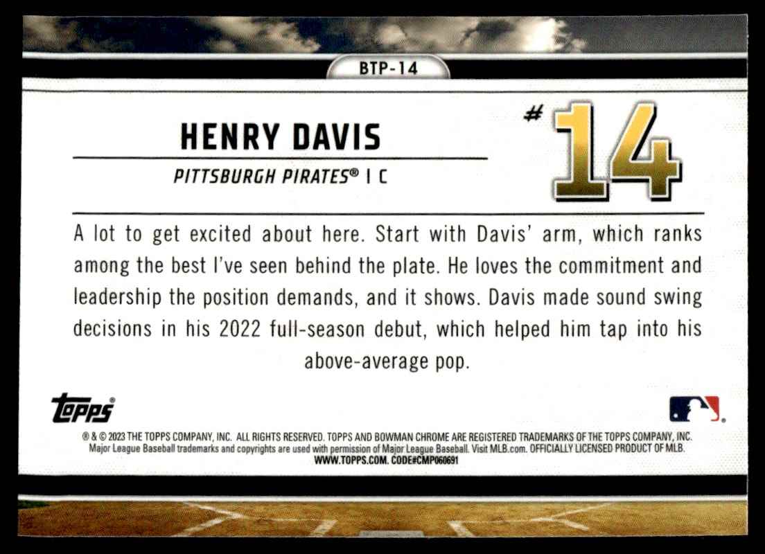 2023 Bowman Scouts’ Top 100 Henry Davis #BTP-14 card back image