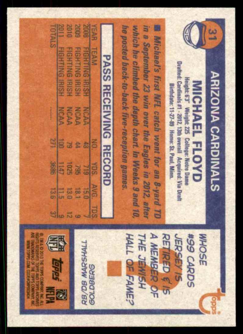 2013 Topps Archives Michael Floyd #31 card back image