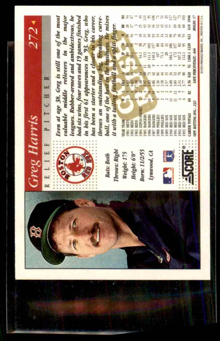 1994 Score Gold Rush Greg A.Harris #272 card back image