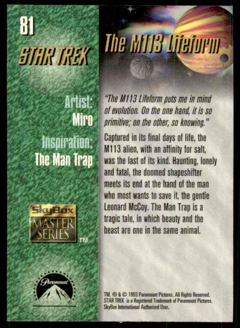 1993 Star Trek Master Series The M113 Lifeform #81 card back image