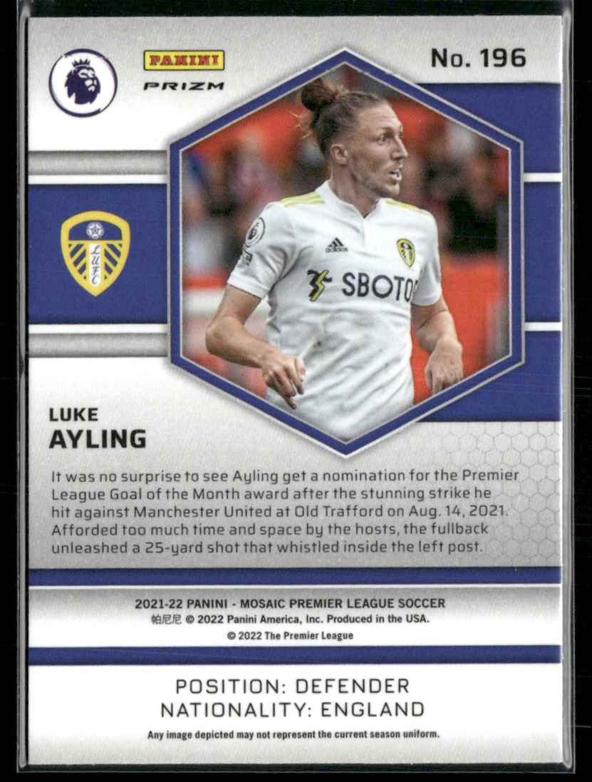 2021 Mosaic Premier League Silver Mosaic Luke Ayling #196 card back image