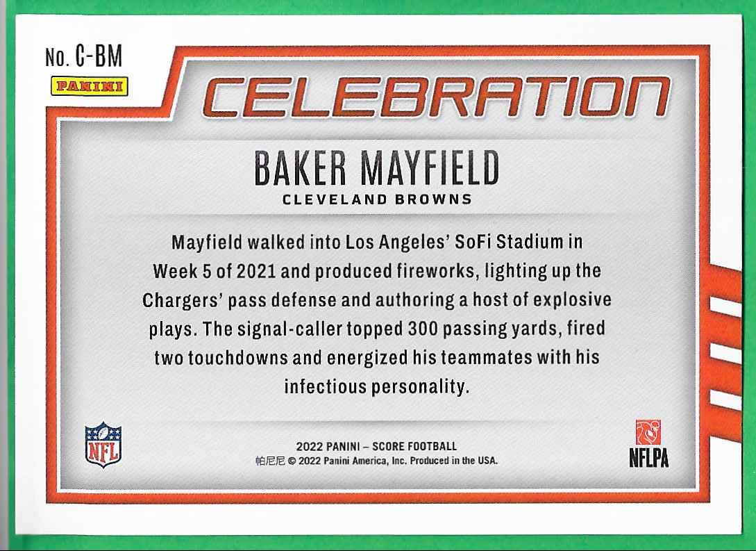 2022 Panini Chronicles Baker Mayfield #31 card back image
