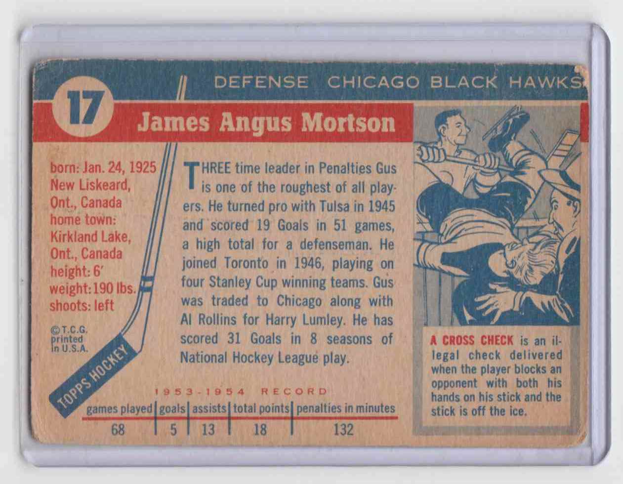 1954-55 Topps James Mortson #17 card back image