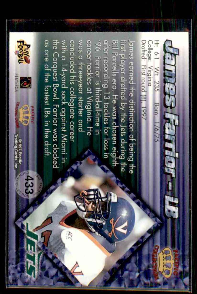 1997 Pacific James Farrior #433 card back image