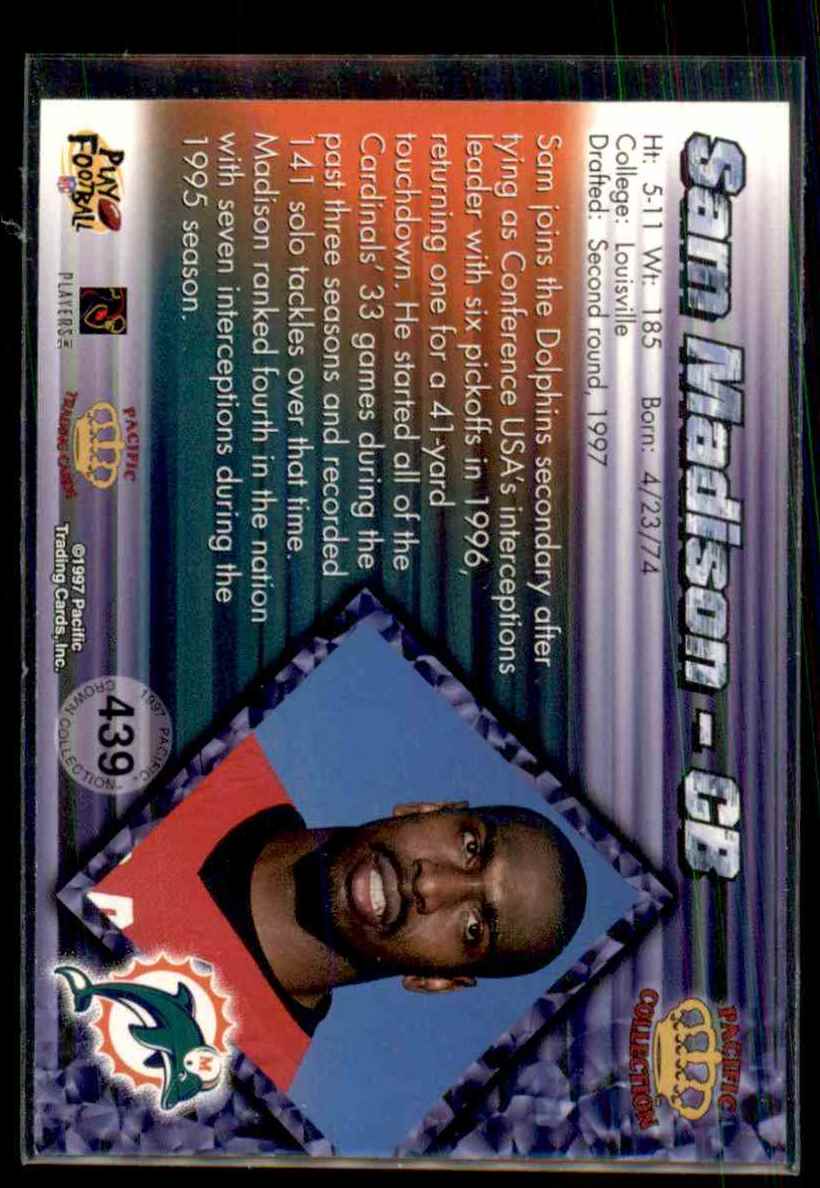 1997 Pacific Sam Madison #439 card back image