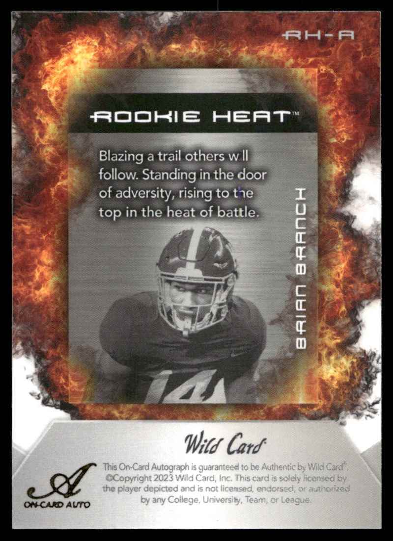 2023 Wild Card Matte Rookie Heat Brian Branch #RH-A card back image