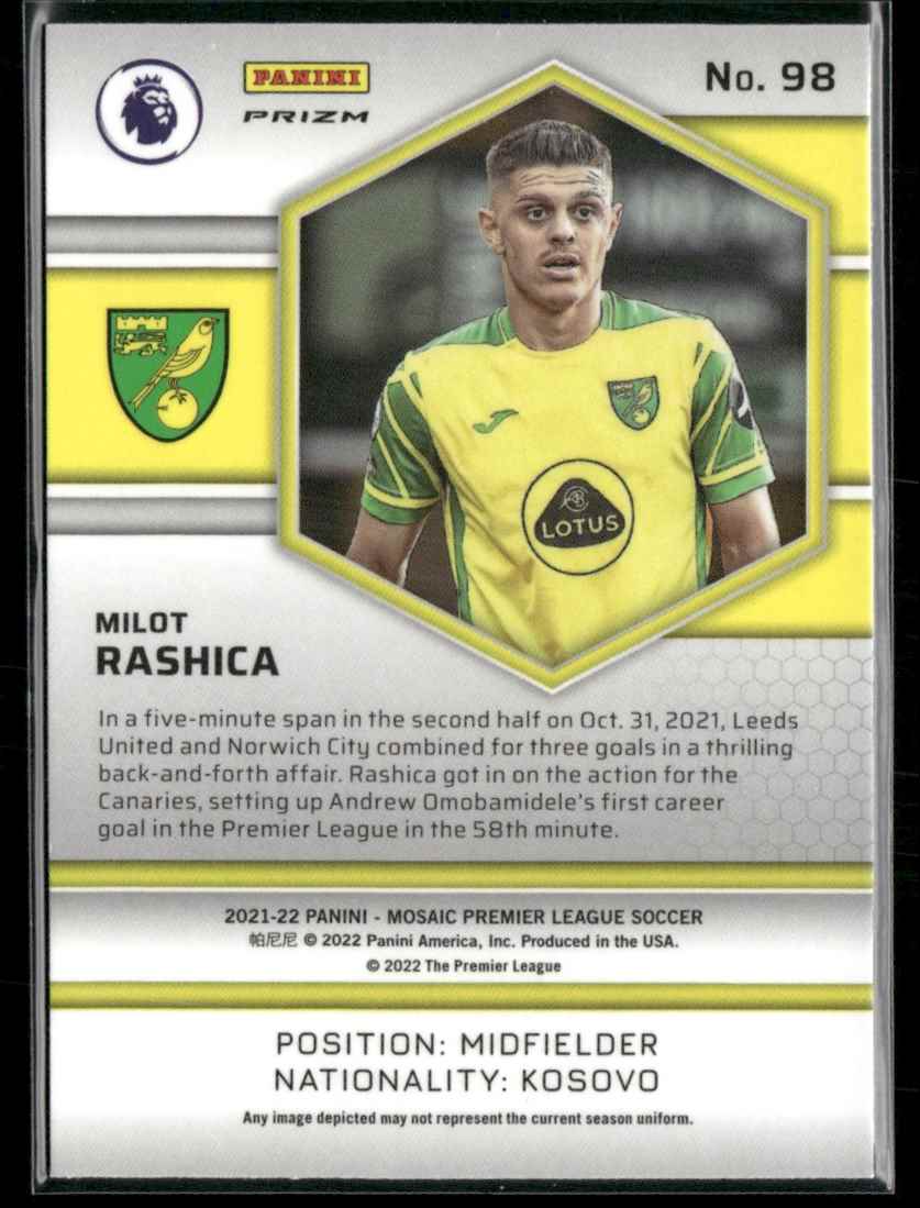 2021 Mosaic Premier League Silver Milot Rashica #98 card back image