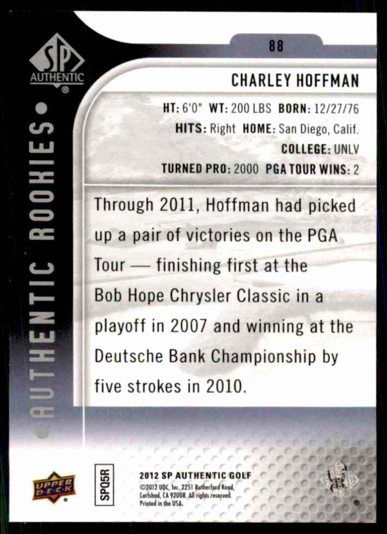 2012 SP Authentic Charley Hoffman/999 RC #88 card back image