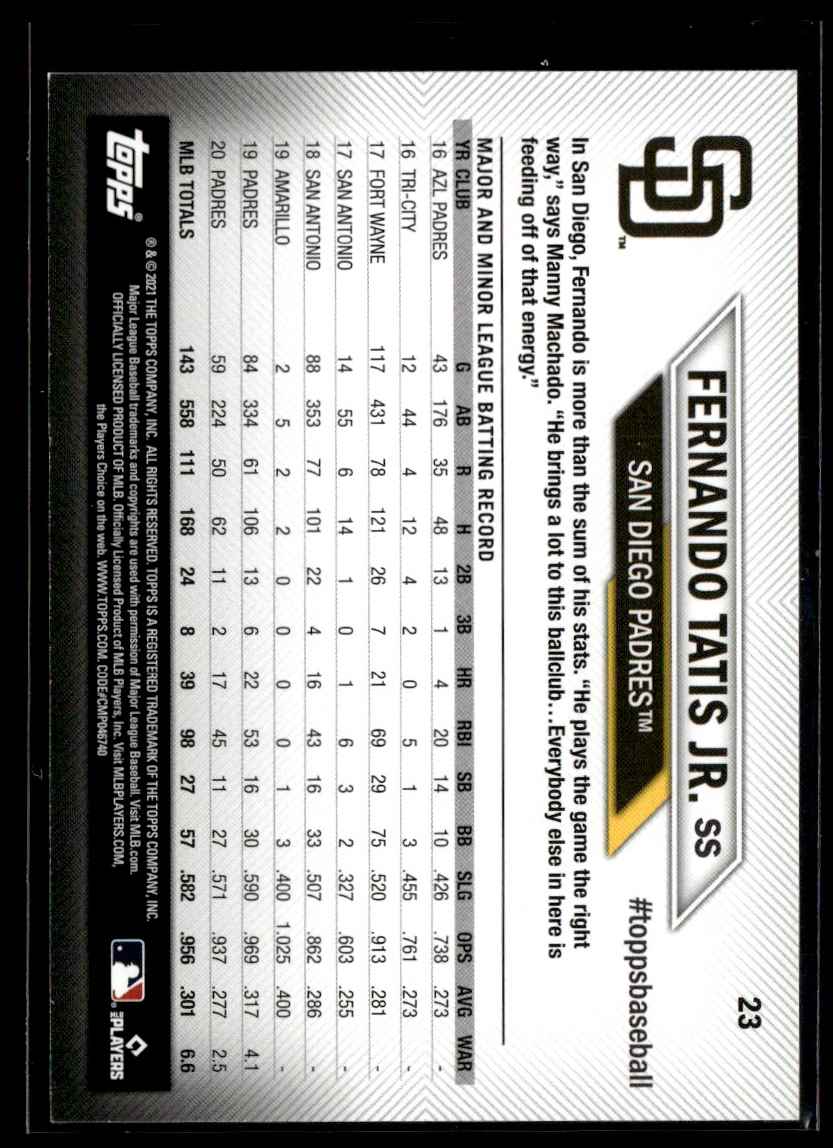 2021 Topps National Baseball Card Day Fernando Tatis Jr. #23 card back image