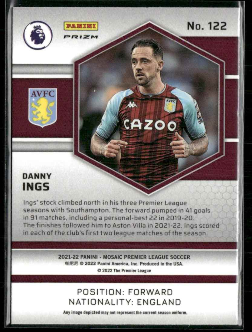 2021 Mosaic Premier League Red Danny Ings #122 card back image