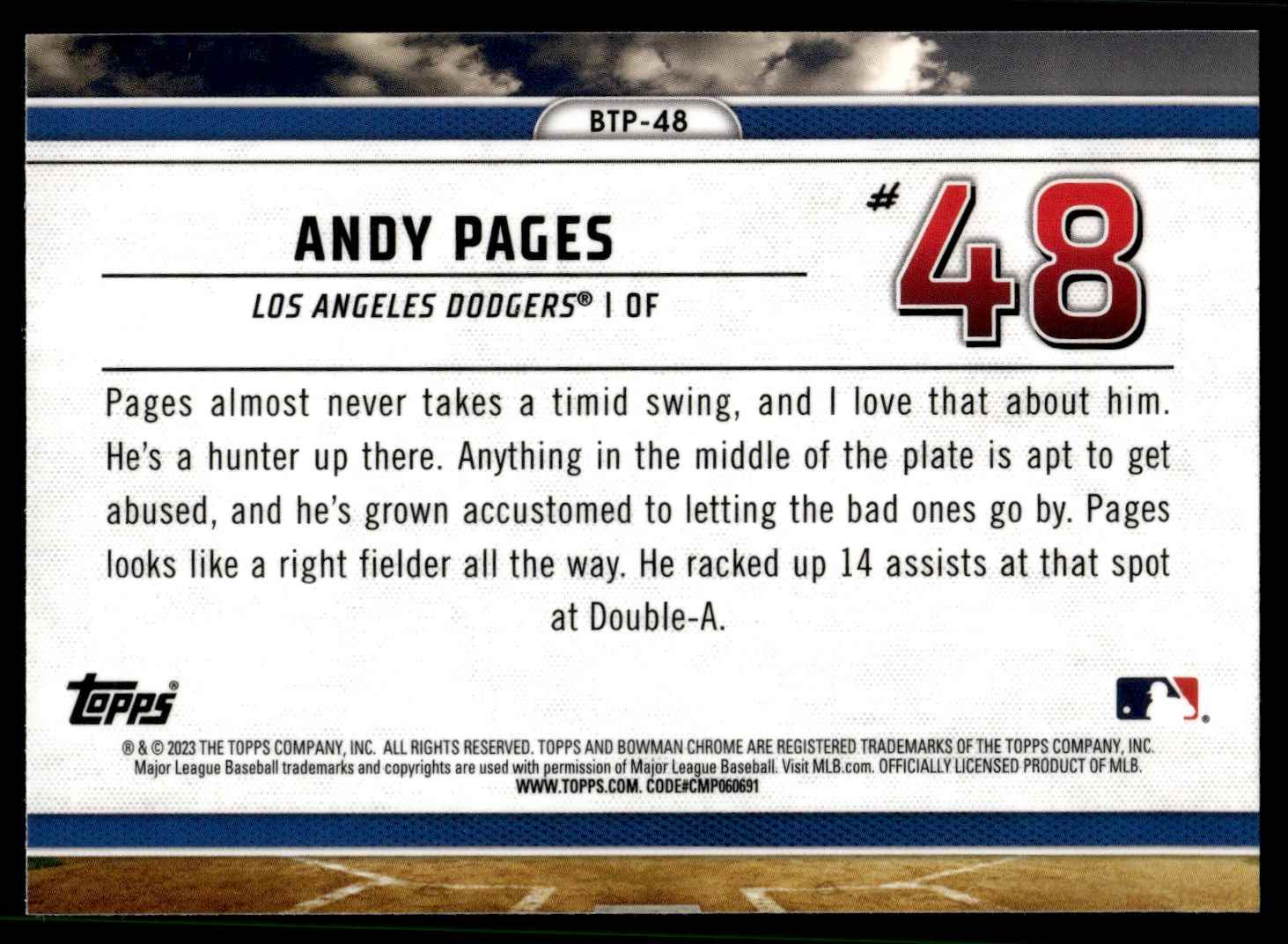 2023 Bowman Scouts’ Top 100 Andy Pages #BTP-48 card back image