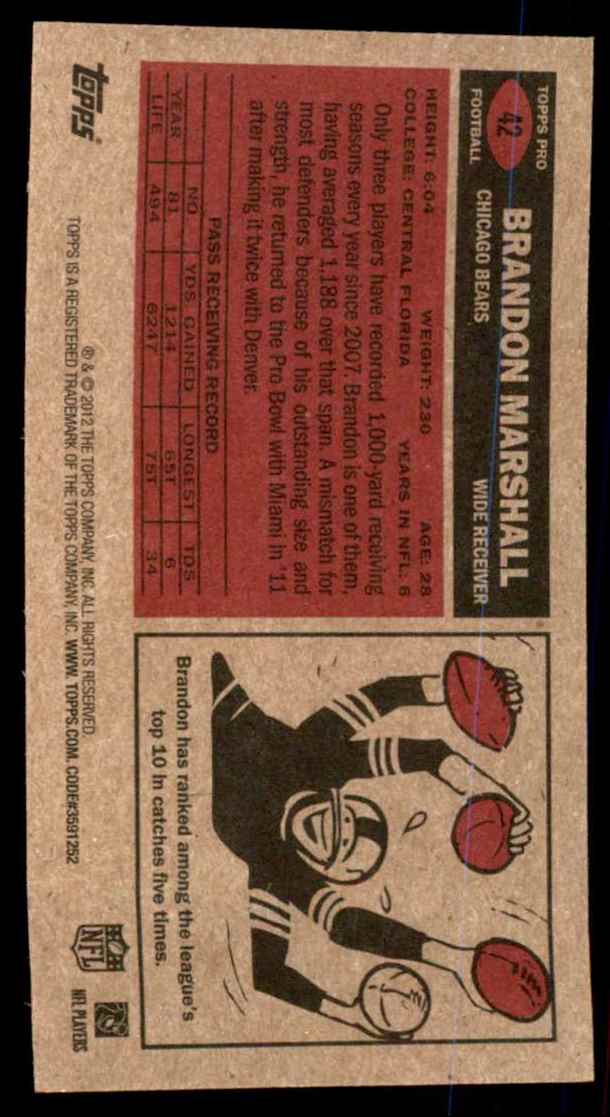 2012 Topps 1965 Mini Brandon Marshall #42 card back image