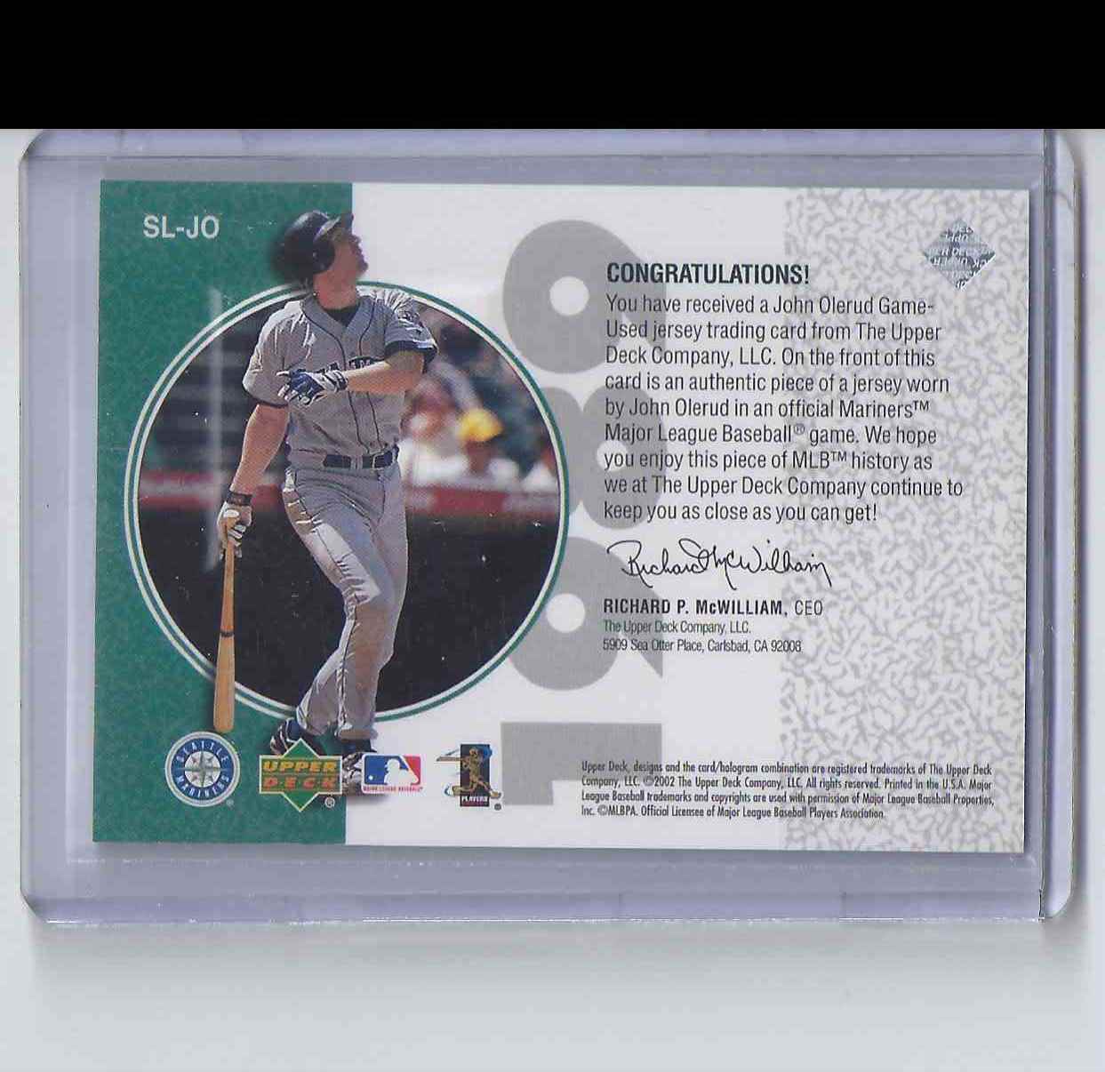 2002 UD Authentics Stars Of 89 John Olerud #SLJO card back image