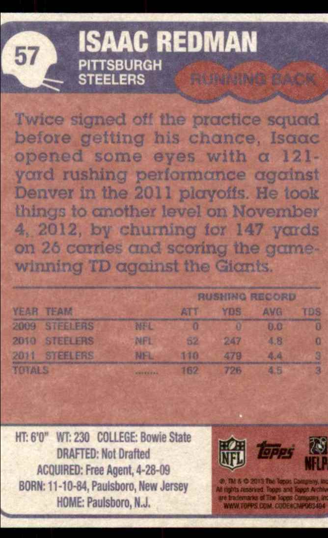 2013 Topps Archives Isaac Redman #57 card back image