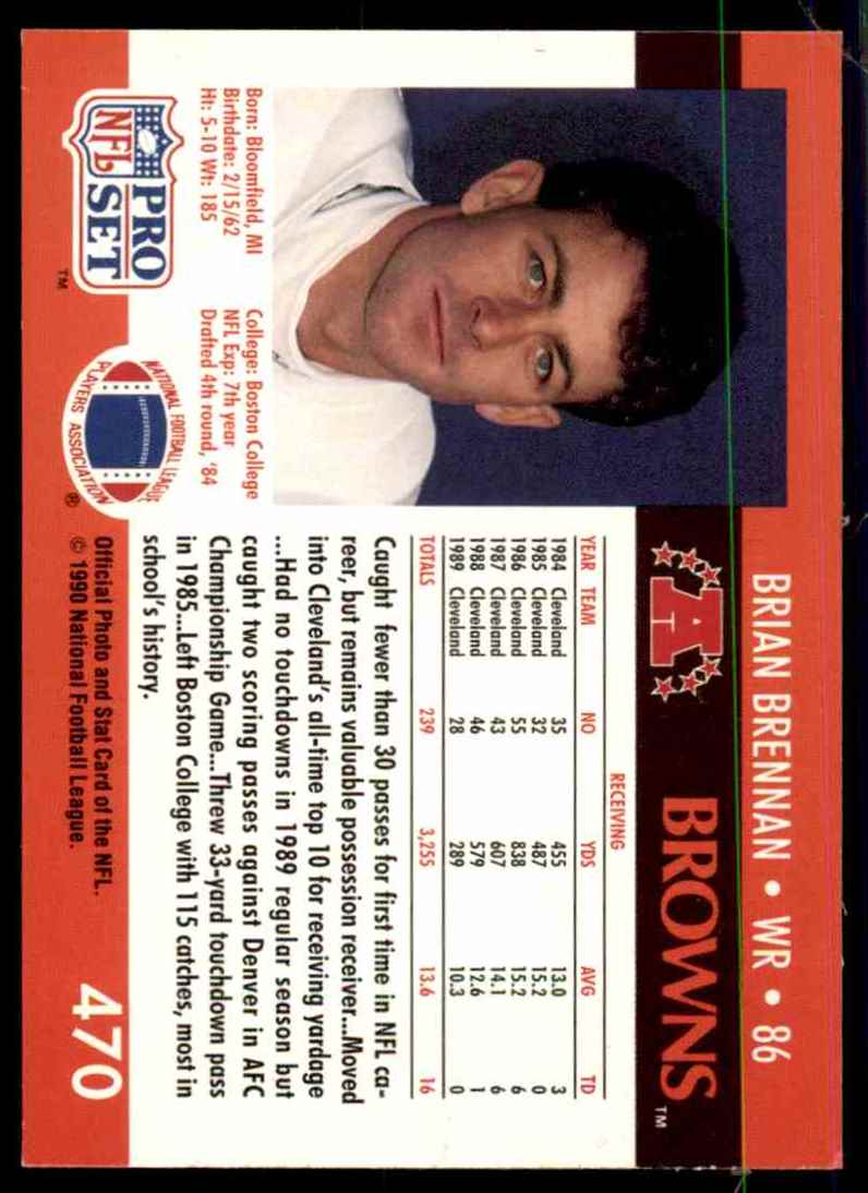 1990 Pro Set Brian Brennan #470 card back image