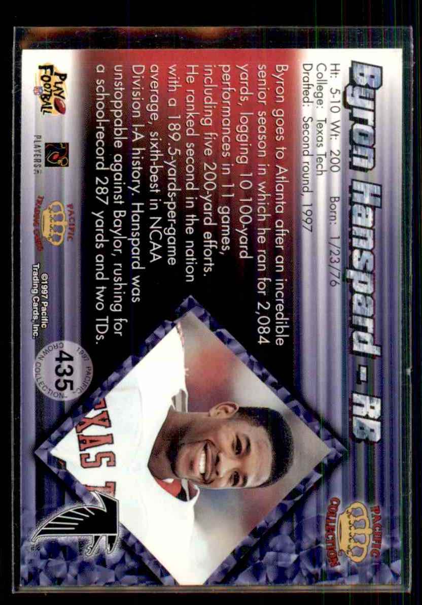 1997 Pacific Byron Hanspard #435 card back image