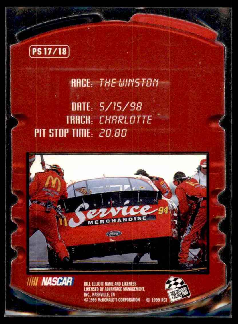 1999 Press Press Pit Stop Bill Elliot #17 card back image