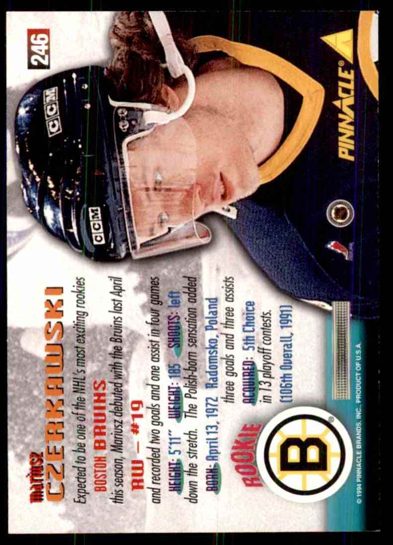 1994-95 Pinnacle Mariusz Czerkawski RC #246 card back image