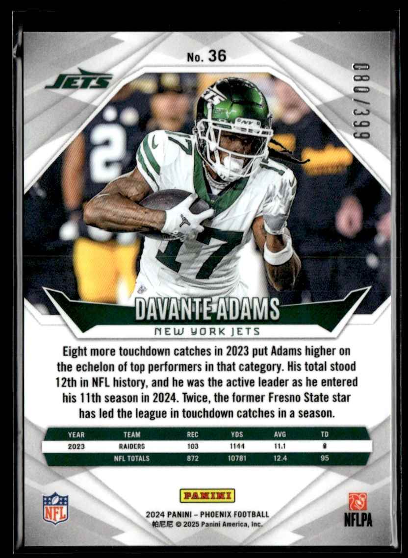 2024 Panini Phoenix Prism Davante Adams #36 card back image