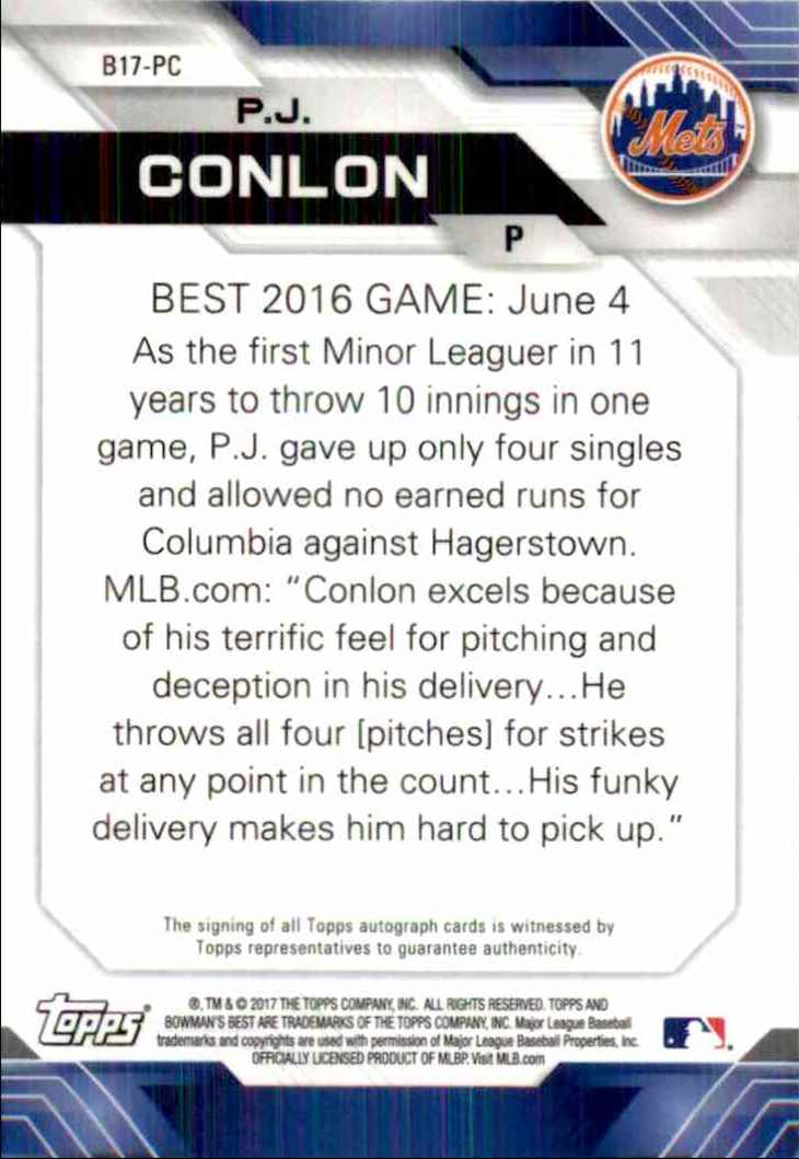 2017 Bowman's Best Pj Conlon #B17-PC card back image