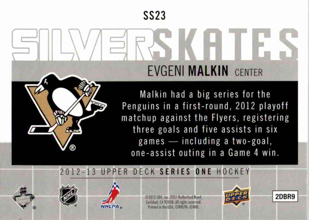 2012-13 Upper Deck Silver Skates Evgeni Malkin #SS23 card back image