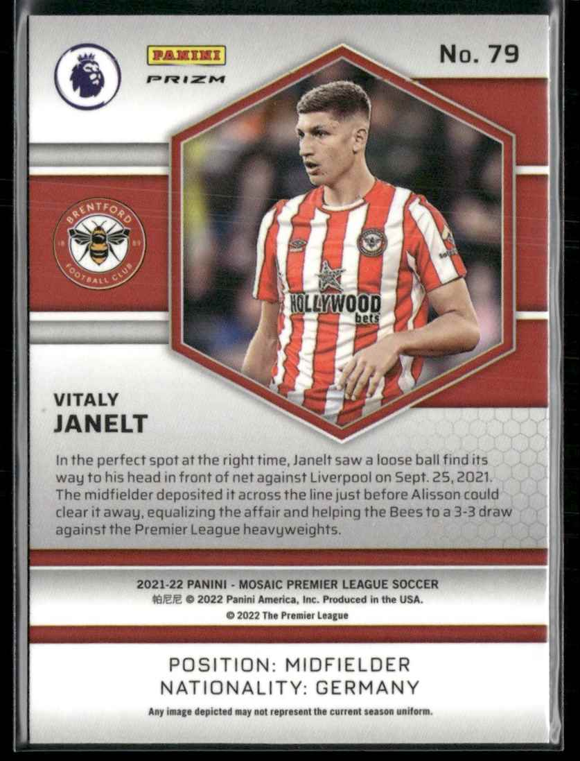 2021 Mosaic Premier League Silver Mosaic Vitaly Janelt #79 card back image