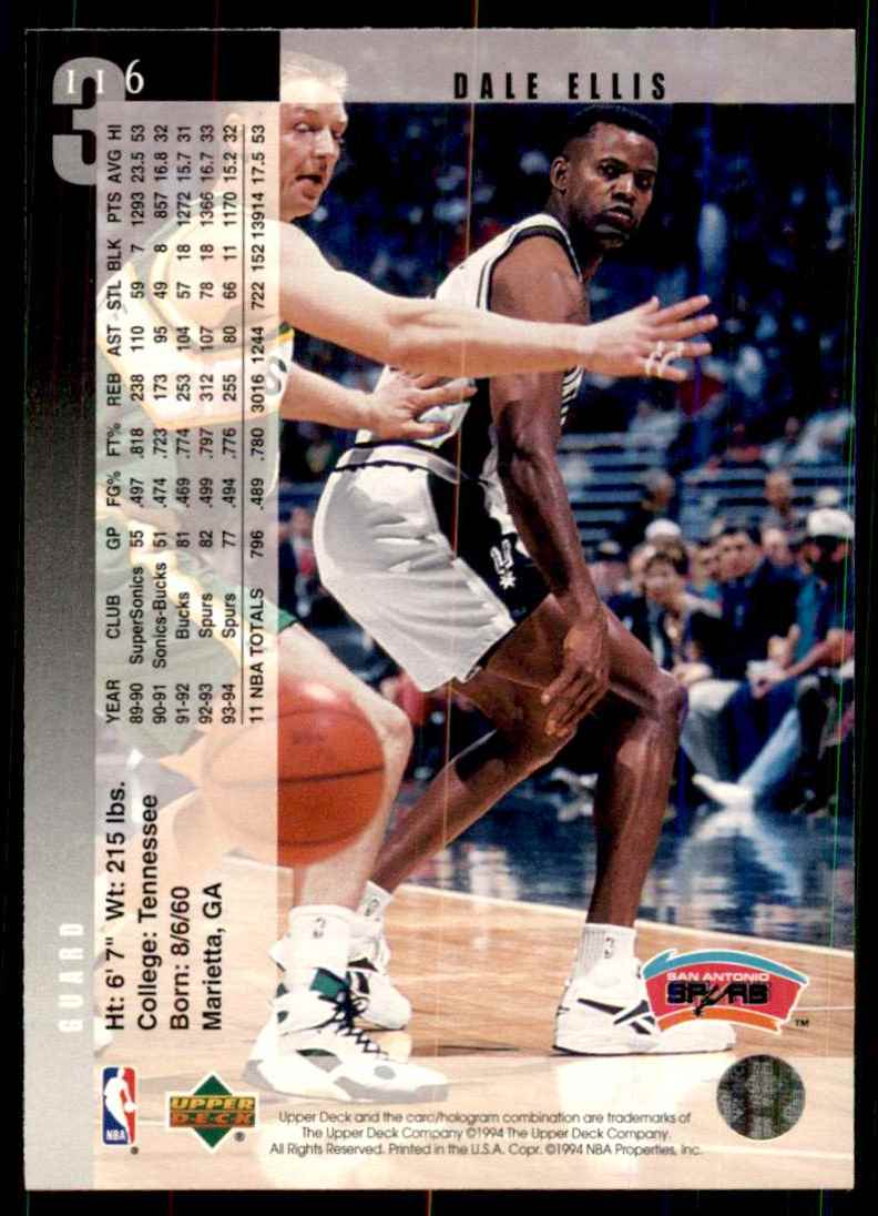 1994-95 Upper Deck Dale Ellis #116 card back image