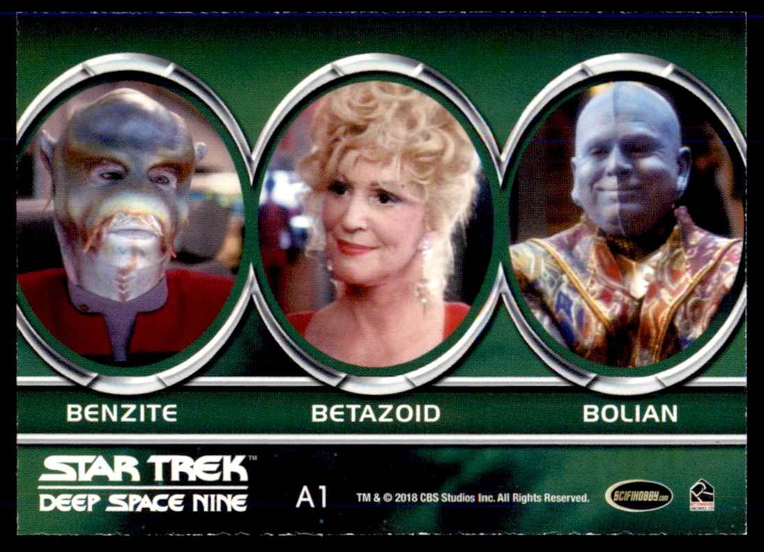 2018 Star Trek Deep Space Nine Heroes and Villains Aliens of Star Trek Benzite/Betazoid/Bolian #A1 card back image