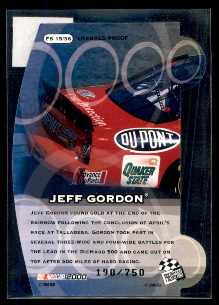 2000 Press Pass Stealth Fusion Green Jeff Gordon #FS15 card back image