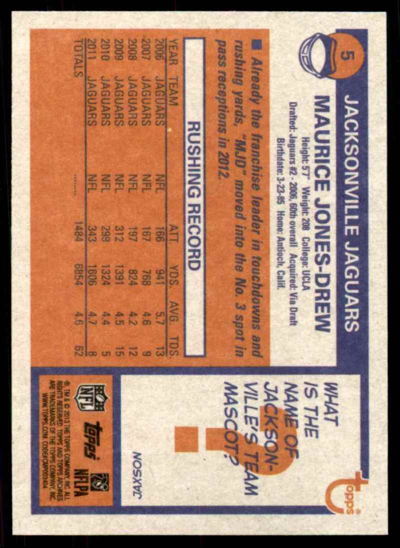 2013 Topps Archives Maurice Jones-Drew #5 card back image