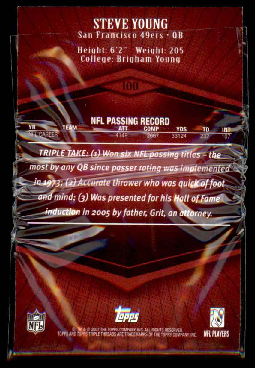 2007 Topps Triple Threads Steve Young #100 card back image