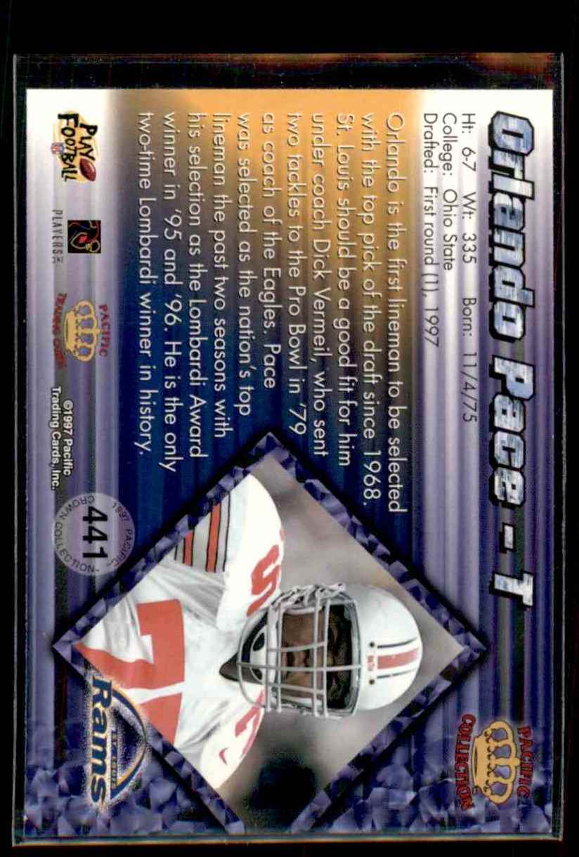 1997 Pacific Orlando Pace #441 card back image