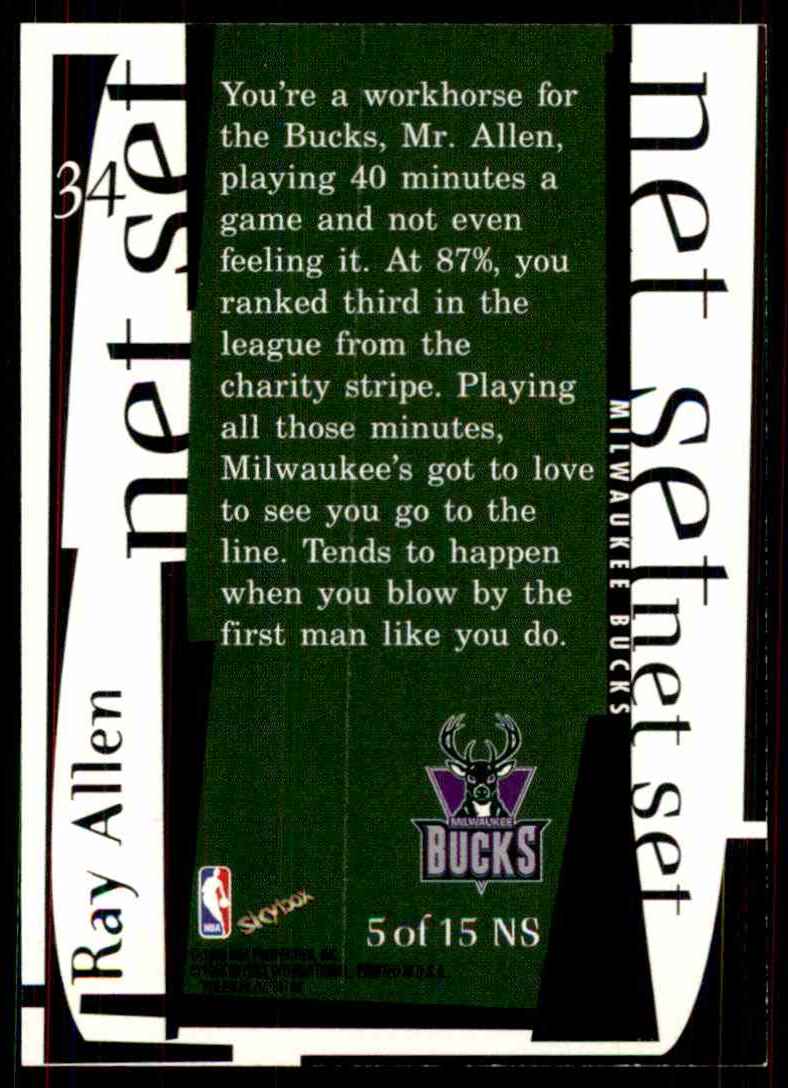 1998-99 Skybox Premium Net Set Ray Allen #5 card back image