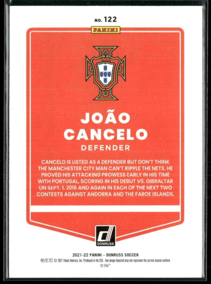 2021 Donruss Holo Green Laser Joao Cancelo #122 card back image